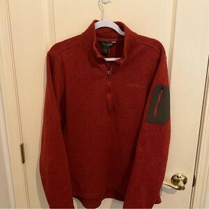 Eddie Bauer Men’s Burnt Orange Quarter-Zip Pullover with Sleeve Pocket